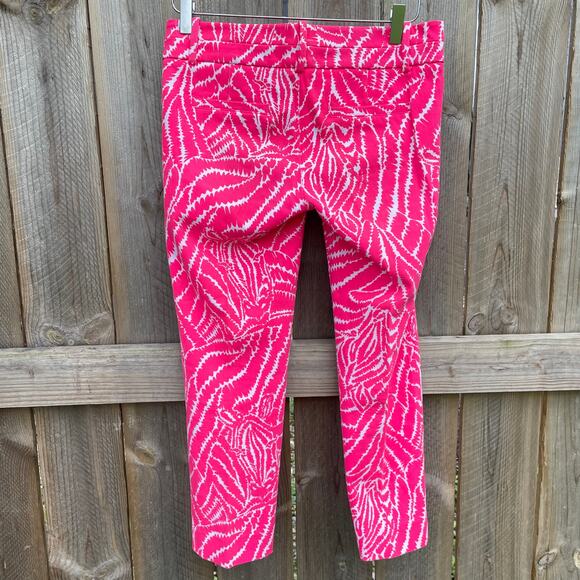 Lilly Pulitzer Pants Capri Zebra Printed Low Rise Straight Twill Size 2 Pink - Picture 2 of 8